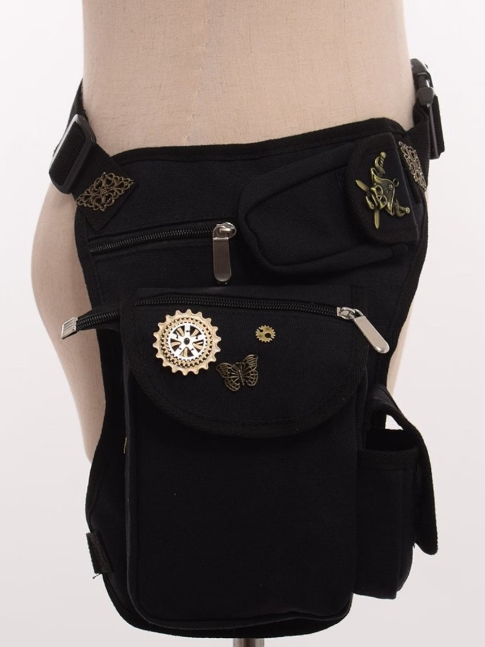 Black Steampunk-Accent Utility Bag